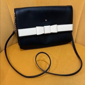 Kate Spade Black and White Crossbody Bag with Bow Detail